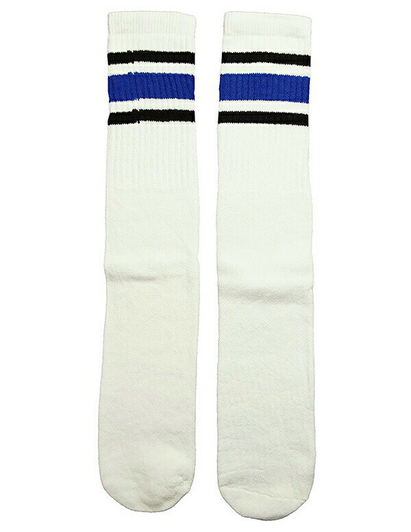 SkaterSocks (スケーターソックス) ロングソックス 靴下 男女兼用 ソックス チューブソックス Knee high White tube socks with Black-..