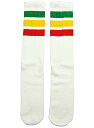 SkaterSocks (スケーターソックス) ロングソックス 靴下 男女兼用 ソックス チューブソックス Knee high White tube socks with rasta stripes style 1 (22インチ) ラスタ レゲエ スケボー SK8 SKATE スケートボード