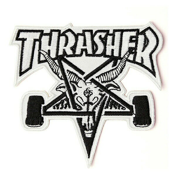 Thrasher Magazine (スラッシャー) US パッチ 刺繍 ワッペン Iron On Skategoat Patch White/Black スケボー SKATE SK8 スケートボード