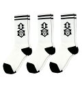 REBEL8 (レベルエイト) ソックス 靴下 3足ワンセット Logo White Socks 3-Pack