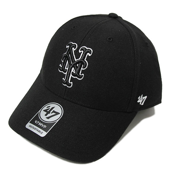 ’47 (フォーティセブン) FORTYSEVEN メッツ (ニューヨーク) キャップ 帽子 Mets ’47 MVP Black × Black&White Logo メジャーリーグ MLB ベースボール