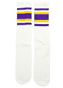 SkaterSocks O\bNX C jp \bNX XP{[ `[u\bNX Knee high White tube socks with Purple-Gold stripes style 4 (22C`) SKATE SK8