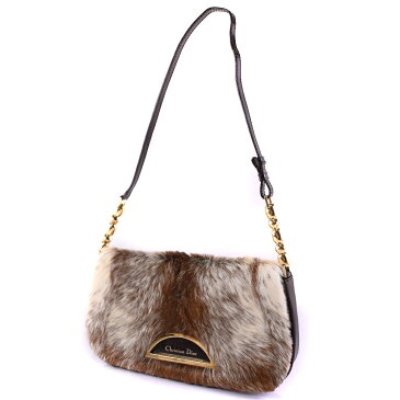 【Christian Dior】クリスチャンディオール ハラコ 茶色 レディース ショルダーバッグ【中古】Aランク
