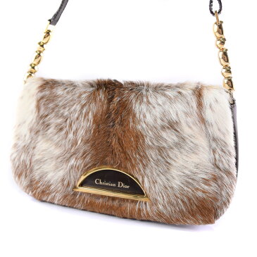 【Christian Dior】クリスチャンディオール ハラコ 茶色 レディース ショルダーバッグ【中古】Aランク