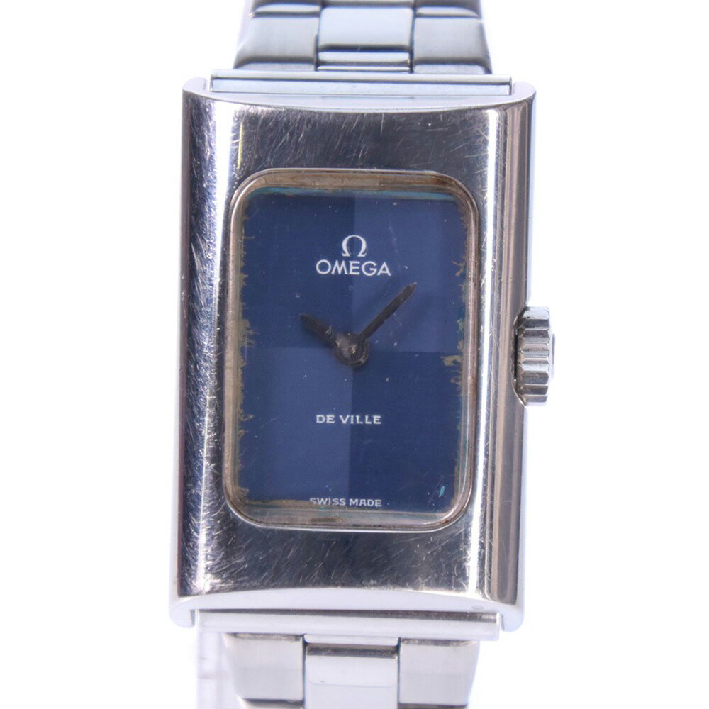 【スーパーセール10％OFF対象】オメガ OMEGA デ・ビル 腕時計 アンティーク cal.1070 deville ref.511.0459 ステンレススチール 1970年 シルバー 手巻き アナログ表示 ブルー文字盤 De Bill レディース【中古】