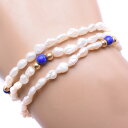 【10%OFF-セール対象商品】 ベビーパール ブレスレット 3連 シルバー925×ラピスラズリ 約9.8g Baby pearl レディース【中古】A-ランク