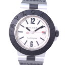 ブルガリ BVLGARI アルミニウム 腕時計 AL38A ラバー ブラック 自動巻き シルバー文字盤 aluminum メンズ【中古】