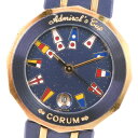 コルム CORUM アドミラルズカップ 腕時計 K18イエローゴールド×ガンブルー ゴールド クオーツ 青文字盤 Admirals cup レディース【中古】