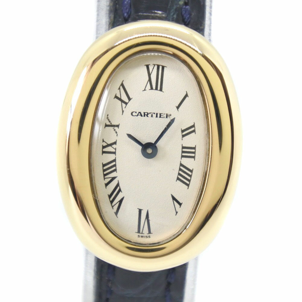 カルティエ CARTIER ミニベニュワール 腕時計 W1510956 K18イエローゴールド×レザー クオーツ 白文字盤 Mini Baignoire レディース【中古】のサムネイル