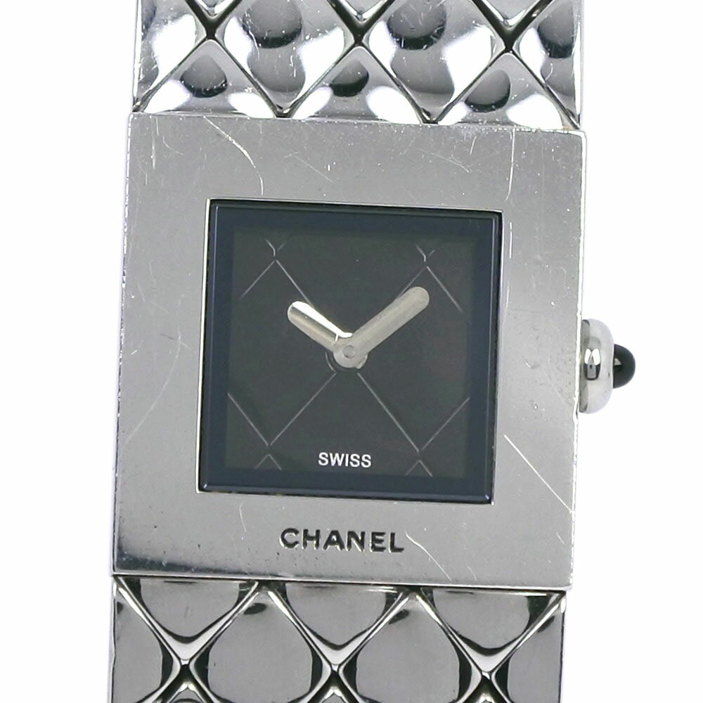 シャネル CHANEL マトラッセ 腕時計 H0009 ステンレススチール クオーツ 黒文字盤 Ma ...