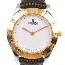 【FENDI】フェンディ オロロジ 024-2000L-064 ステンレススチール×レザー ゴールド クオーツ レディース 白文字盤 腕時計【中古】 その1