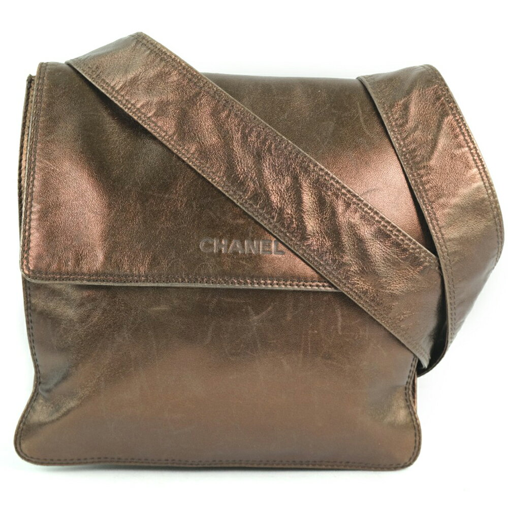 【CHANEL】シャネル カーフ ブロンズ ユニセックス ショルダーバッグ【中古】
