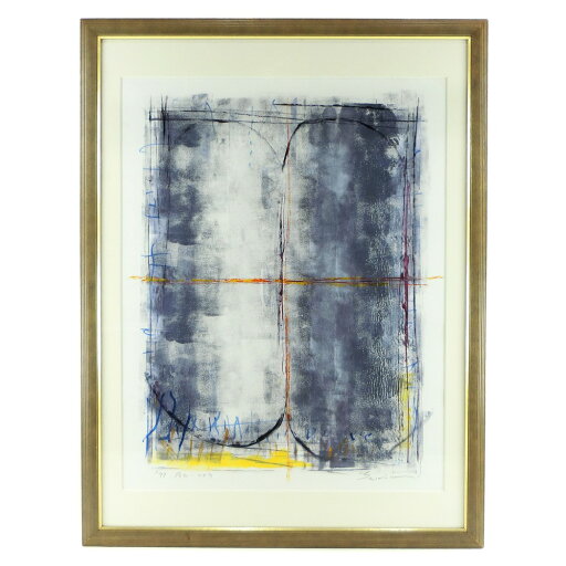 「冷たいとびら」 水彩画 1997年 グレー ""Cold Door"" 額装【中古】 「冷たいとびら」 水彩画 1997年 グレー ""Cold Door"" 額装【中古】
