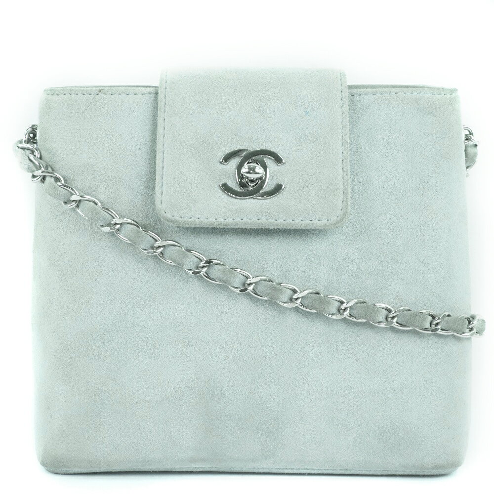 【CHANEL】シャネル チェーンショルダー ヴィンテージ スウェード 水色 レディース ショルダーバッグ【中古】のサムネイル