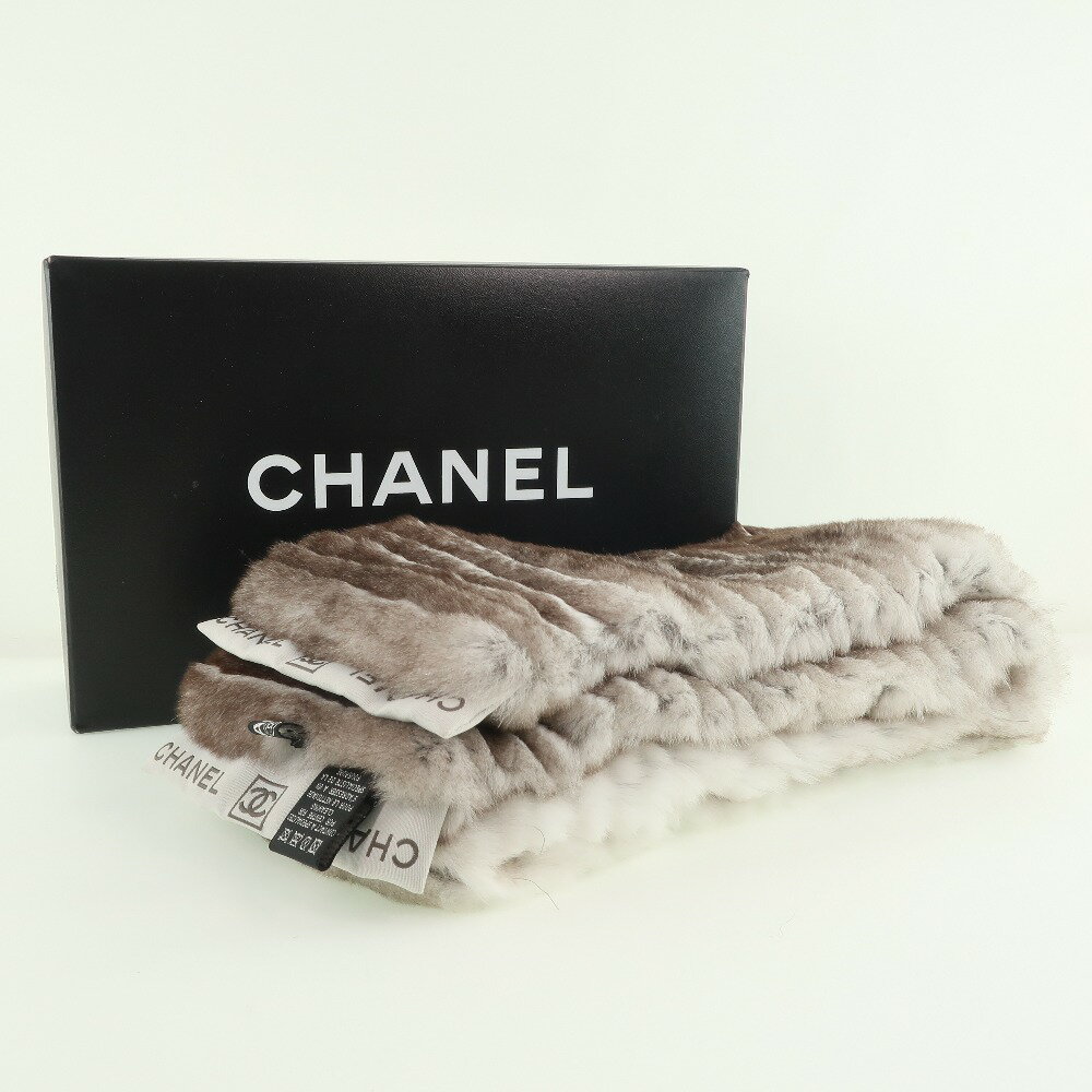 シャネル CHANEL マフラー ストール オリラグ グレー Scarf レディース【中古】A+ランクのサムネイル