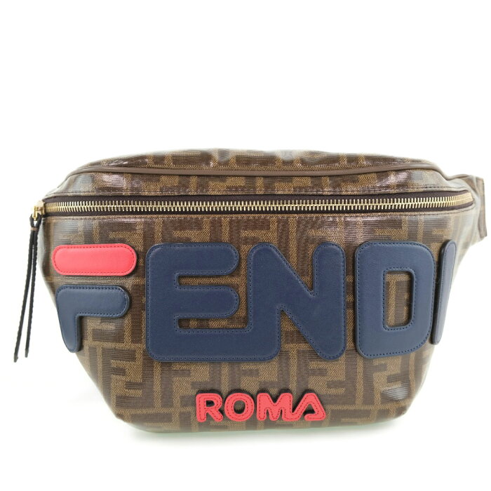 【FENDI】フェンディ ズッカ FILAコラボ 8BM006 A5N7 F1562 PVC カーキ ユニセックス ボディバッグ【中古】Aランク