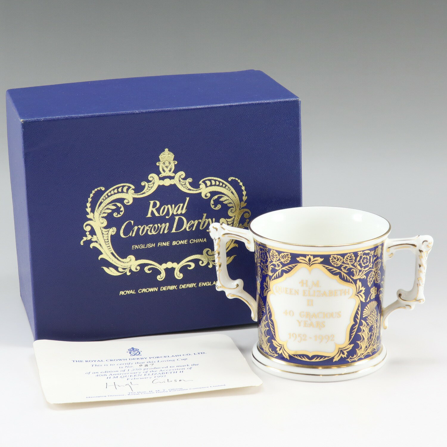 ロイヤルクラウンダービー 【スーパーセール10％OFF対象】【Royal Crown Derby】ロイヤルクラウンダービー エリザベス2世女王 御即位40周年記念 カップ _ 食器【未使用】Sランク