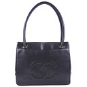 シャネル CHANEL トートバッグ キャビアスキン 黒 スナップボタン レディース【中古】A-ランク