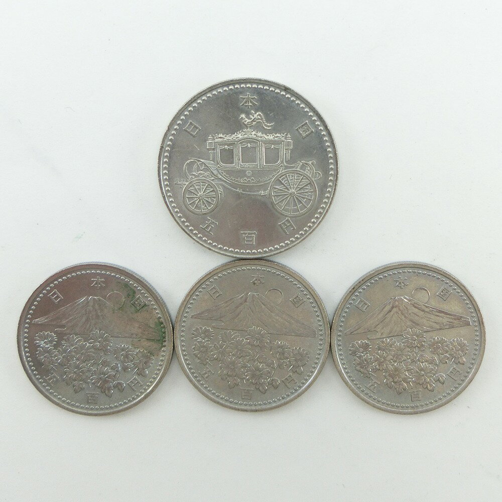 大蔵省 Ministry of Finance 御即位(平成) 御在位10年 貨幣 記念貨幣 五百円 500円硬貨 4枚 Enthronement (Heisei) 10 years on the throne _【中古】SAランク