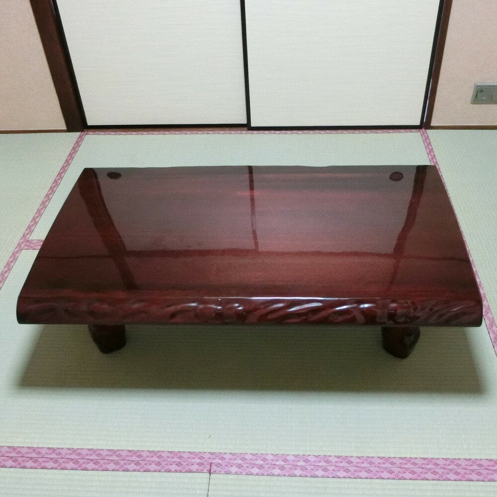 座敷机 テーブル ちゃぶ台 家具 無垢材 一枚板 天然木 Tatami room table table _【中古】