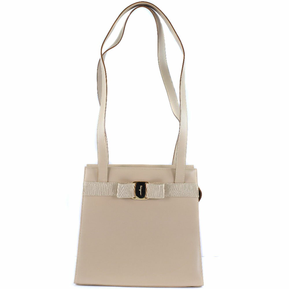 サルヴァトーレフェラガモ Salvatore Ferragamo ヴァラ ショルダーバッグ 21 6676/49 カーフ ベージュ 肩掛け ファスナー Vala レディース【中古】