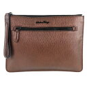 サルヴァトーレフェラガモ Salvatore Ferragamo クラッチバッグ カーフ 茶 ファスナー ユニセックス【中古】