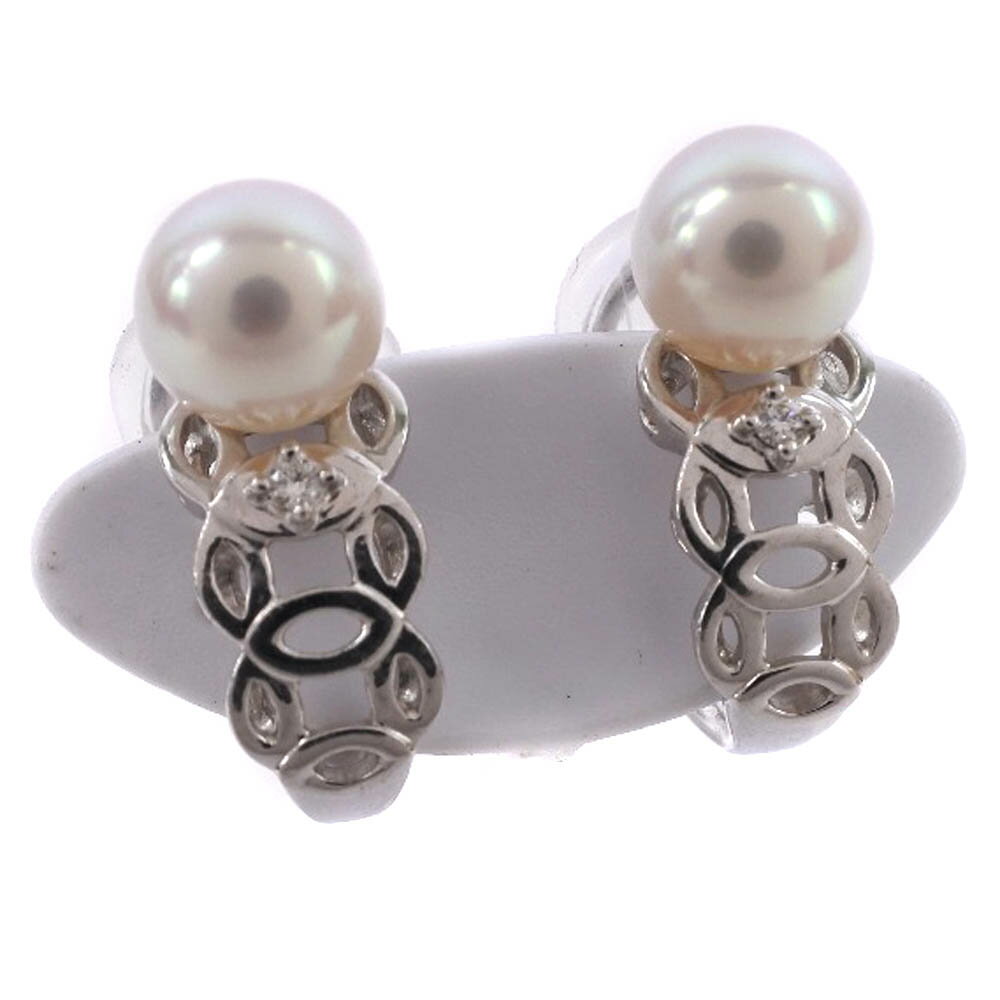 タサキ TASAKI 真珠 イヤリング7.2mm K18ホワイトゴールド×パール×ダイヤモンド 約5.9g Pearl レディース【中古】A-ランクのサムネイル