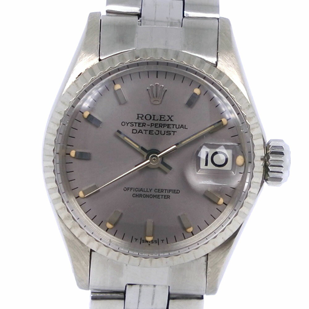 ロレックス ROLEX デイトジャスト 腕時計 オイスターパーペチュアル cal.1161 アンティーク 6517/9 K18ホワイトゴールド×ステンレススチール 1942年 自動巻き アナログ表示 グレー文字盤 Datejust レディース【中古】