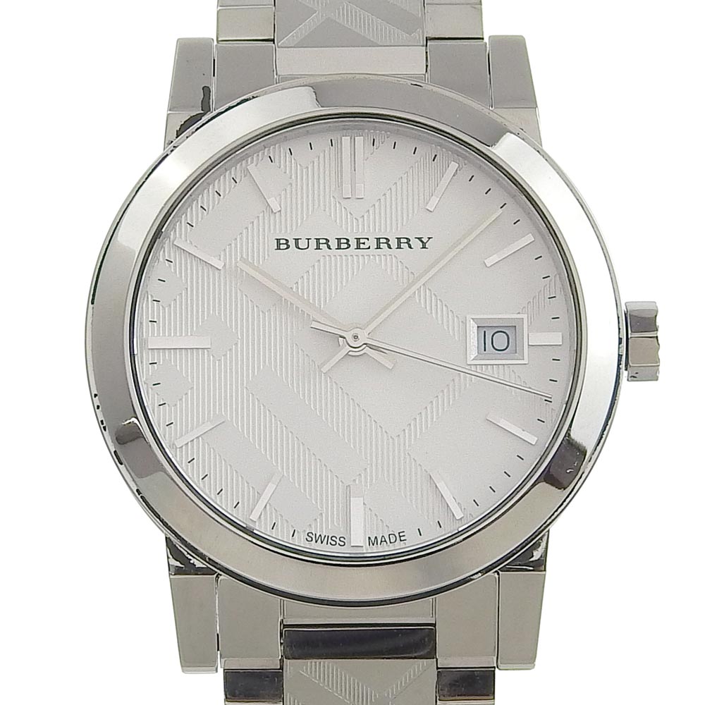 【スーパーセール10％OFF対象】バーバリー BURBERRY 腕時計 BU9144 ステンレススチール クオーツ アナログ表示 白文字盤 メンズ【中古】