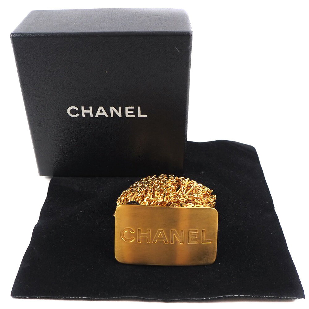 シャネル CHANEL チェーン ベルト ロゴプレート A07689 金メッキ フランス製 1996年 ゴールド 96A Chain レディース【中古】Aランク