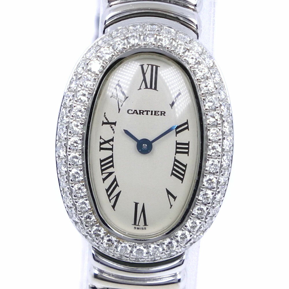 【全品P7倍(エントリー要)・クーポン配布中】カルティエ CARTIER ミニベニュワール 腕時計 ダイヤベゼル WB5095L2 K18ホワイトゴールド×ダイヤモンド スイス製 シルバー クオーツ アナログ表示 白文字盤 Mini Baignoire レディース【中古】A-ランクのサムネイル