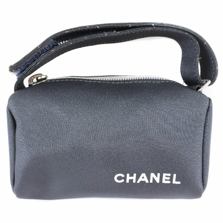【スーパーセール45%OFF対象】シャネル CHANEL ポーチ ヴィンテージ ロゴ ナイロン フランス製 グレー ファスナー レディース【中古】