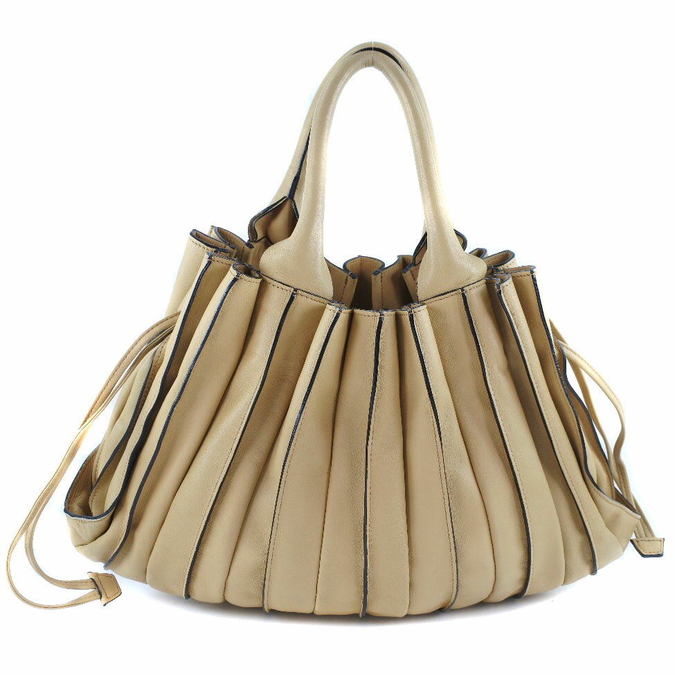 ルポ バルセロナ Lupo Barcelona アバニコ トートバッグ レザー スペイン製 ベージュ 巾着 Avanico レディース【中古】のサムネイル