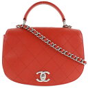 シャネル CHANEL チェーンショルダー ショルダーバッグ マトラッセ 2WAY カーフ イタリア製 レッド 斜め掛け ターンロック ChainShoulde...