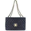 シャネル CHANEL デカマトラッセ34 ショルダーバッグ マトラッセ 2WAYショルダー A01094 ラムスキン フランス製 黒 肩掛け ターンロック Big Matelasse34 レディース【中古】