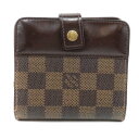 ルイ・ヴィトン LOUIS VUITTON コンパクト・ジップ 二つ折り財布 N61668 ダミエキャンバス スペイン製 2004年 茶 CA0094 スナップボタン Compact zip レディース【中古】B-ランク