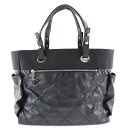 シャネル CHANEL パリビアリッツGM トートバッグ A34210 PVC イタリア製 黒 ファスナー Paris Biarritz GM レディース【中古...