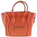 セリーヌ CELINE ラゲージマイクロショッパー ハンドバッグ 167793DRU.27 レザー イタリア製 朱色 ファスナー Luggage micro shopper レディース【中古】Aランク