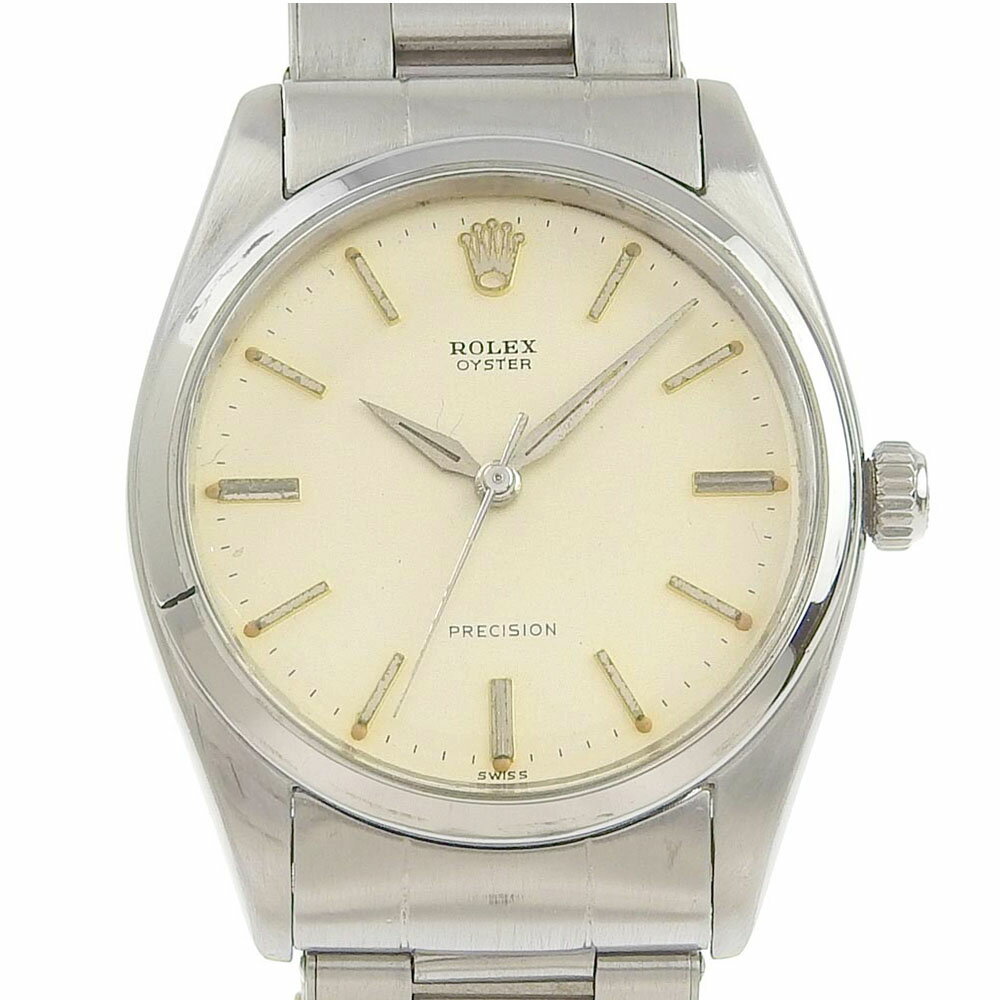 【スーパーセール10％OFF対象】ロレックス ROLEX ビッグオイスタープレシジョン 腕時計 リベットブレス cal.1210 6424 ステンレススチール スイス製 シルバー 手巻き 白文字盤 big oyster precision メンズ【中古】B-ランク