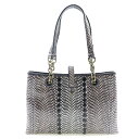 ボッテガヴェネタ BOTTEGAVENETA ハンドバッグ パイソン イタリア製 茶/ピンク マグネットタイプ レディース【中古】