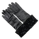 エルメス HERMES グローブ 手袋 ラムスキン×サテン フランス製 黒 Glove レディース【中古】A-ランク