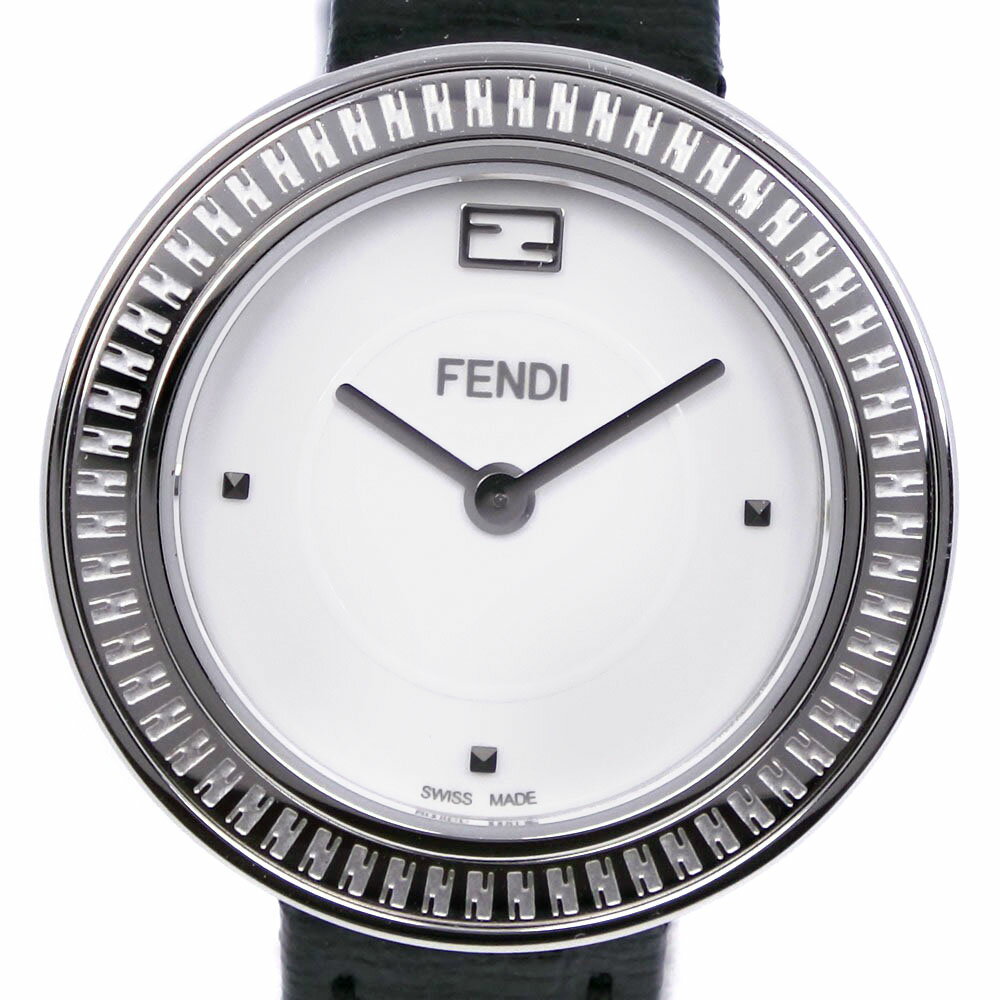 フェンディ FENDI マイウェイ 腕時計 35000S ステンレススチール×レザー スイス製 黒 クオーツ アナログ表示 白文字盤 my way レディース【中古】A-ランク