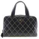 シャネル CHANEL ワイルドステッチ ハンドバッグ ミニボストン A14692 カーフ イタリア製 黒 ファスナー Wild stitch レディース【中古】