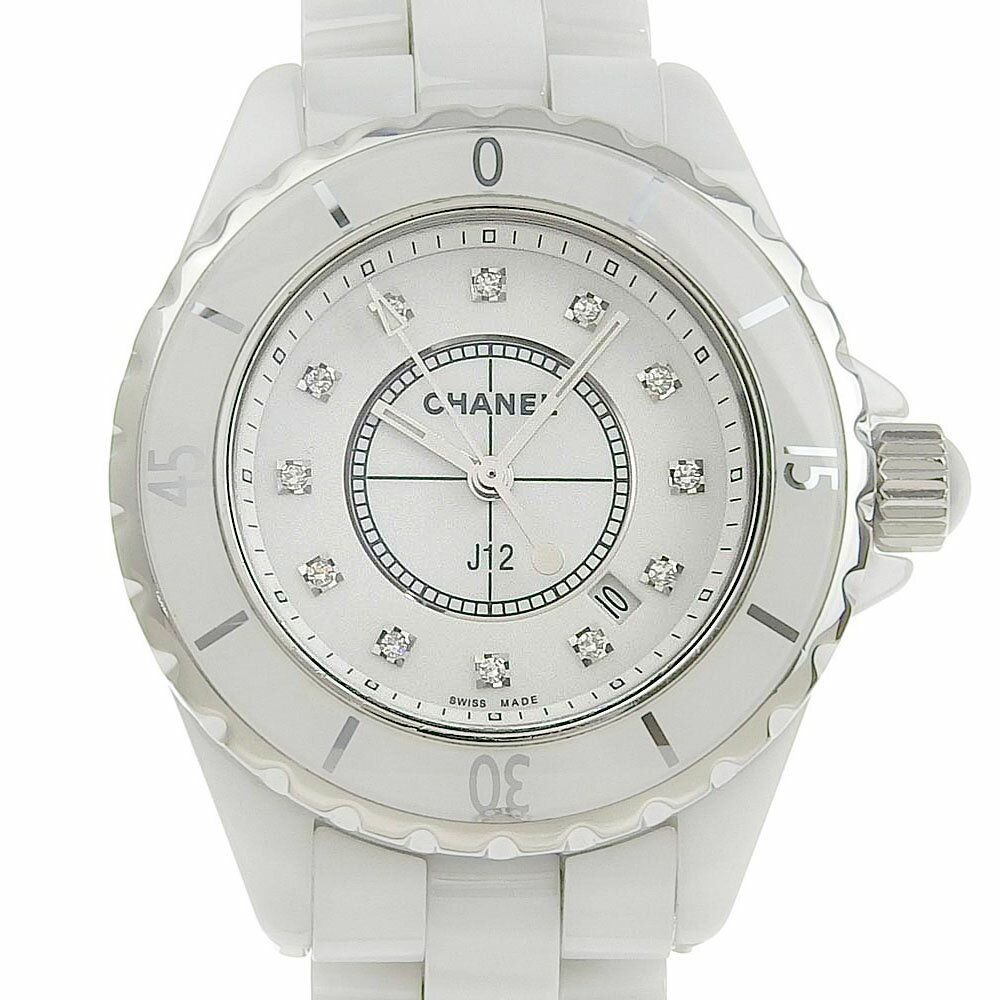 シャネル CHANEL J12 腕時計 12Pダイヤ H1628 ホワイトセラミック×ダイヤモンド スイス製 白 クオーツ アナログ表示 白文字盤 J12 レディース【中古】A-ランクのサムネイル