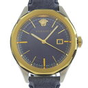 【スーパーセール10%OFF対象】ヴェルサーチ VERSACE VERA 腕時計 WR5 ステンレススチール×レザー スイス製 ゴールド クオーツ アナログ表示 ネイビー文字盤 VERA メンズ【中古】A-ランク(2)