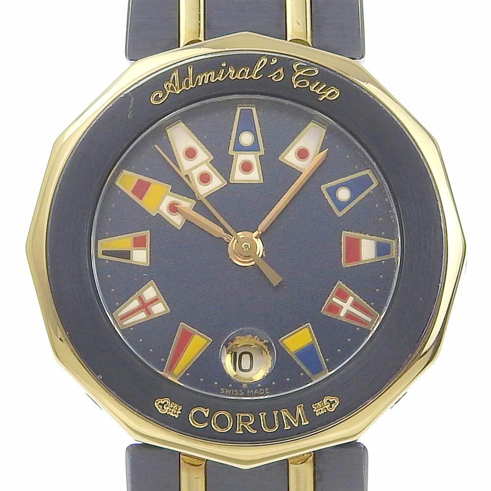 コルム CORUM アドミラルズカップ 腕時計 デイト 39.610.30 V050 ガンブルー×Y ...