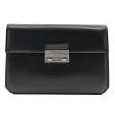 サルヴァトーレフェラガモ Salvatore Ferragamo クラッチバッグ セカンドバッグ 24 0545 レザー イタリア製 黒 フラップ Clutch bag ユニセックス【中古】