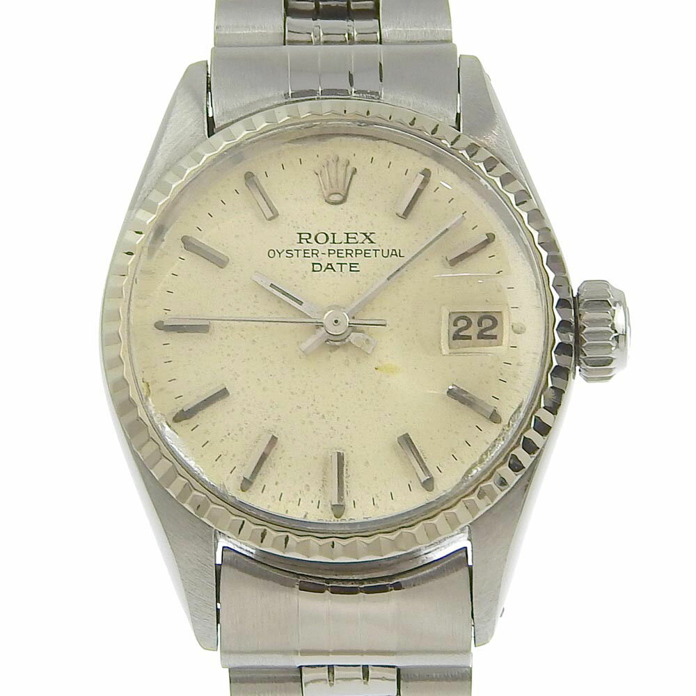 【スーパーセール10％OFF対象】ロレックス ROLEX オイスターパーペチュアル 腕時計 デイト cal.1161 6517 ステンレススチール×WG スイス製 シルバー 自動巻き シルバー文字盤 Oyster perpetual レディース【中古】B-ランク