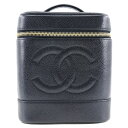 シャネル CHANEL バニティ ハンドバッグ ココマーク キャビアスキン フランス製 黒 手提げ ファスナー Vanity レディース【中古】A-ランク