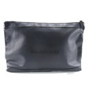 バレンシアガ BALENCIAGA ネイビークリップM クラッチバッグ 373834 ラムスキン イタリア製 黒 A5 ファスナー Navy clip M ユニ...